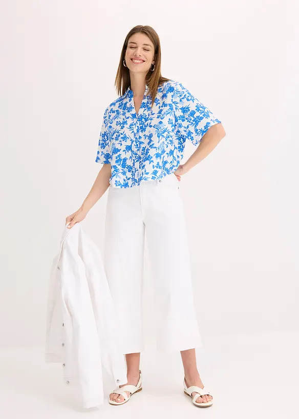 Pantaloni culotte in misto cotone elasticizzato, bonprix