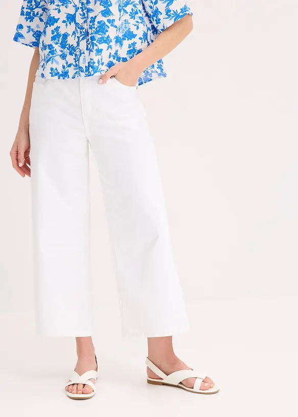 Pantaloni culotte in misto cotone elasticizzato, bonprix