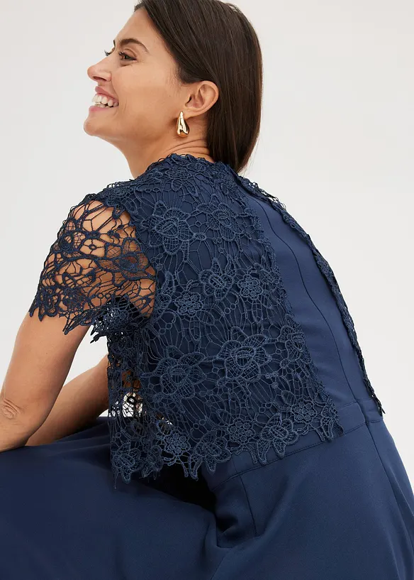 Abito midi con pizzo, bonprix