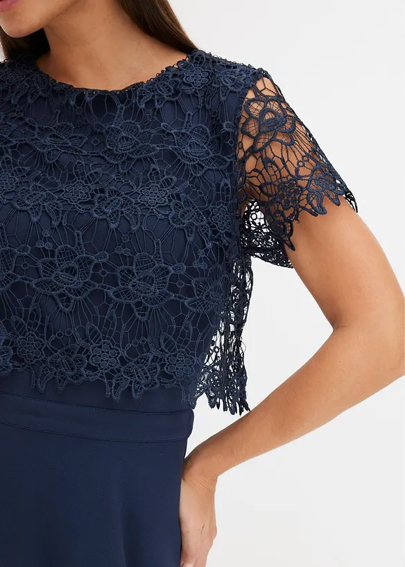 Abito midi con pizzo, bonprix