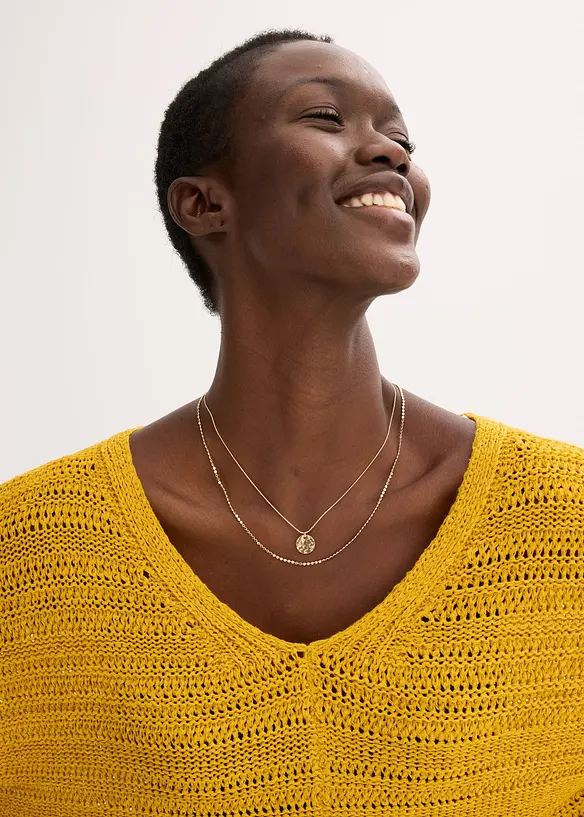 Maglione a mezze maniche in filato a fettuccia, bonprix