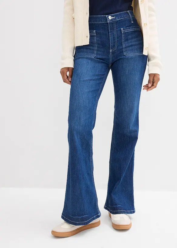 Jeans elasticizzati bootcut, vita alta, bonprix
