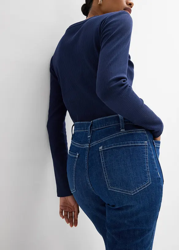 Jeans elasticizzati bootcut, vita alta, bonprix