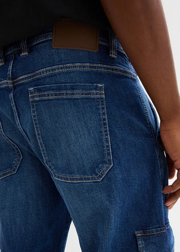 Jeans cargo elasticizzati a pinocchietto regular fit, straight, bonprix