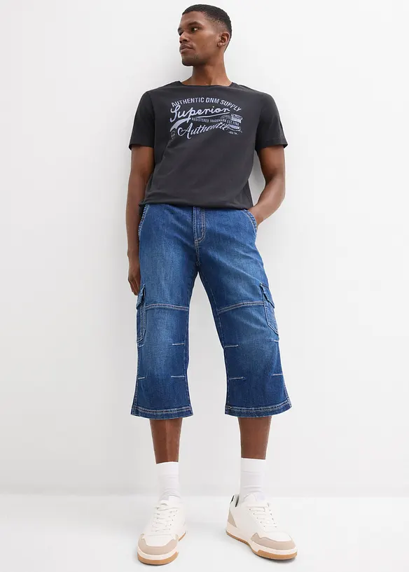Jeans cargo elasticizzati a pinocchietto regular fit, straight, bonprix
