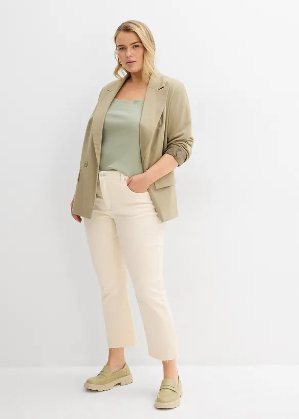 Jeans flared cropped, vita alta, bonprix