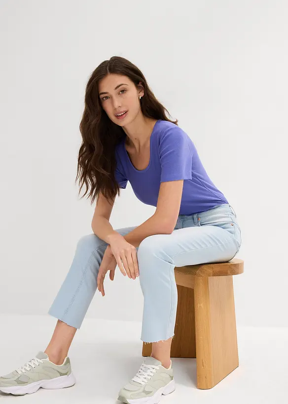 Jeans flared cropped, vita alta, bonprix