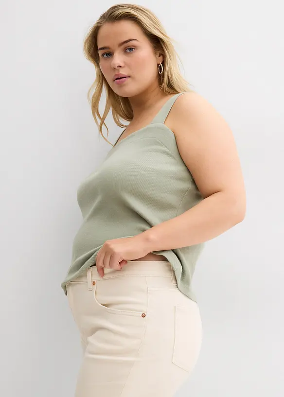 Jeans flared cropped, vita alta, bonprix