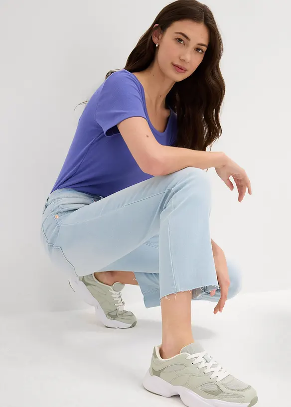 Jeans flared cropped, vita alta, bonprix