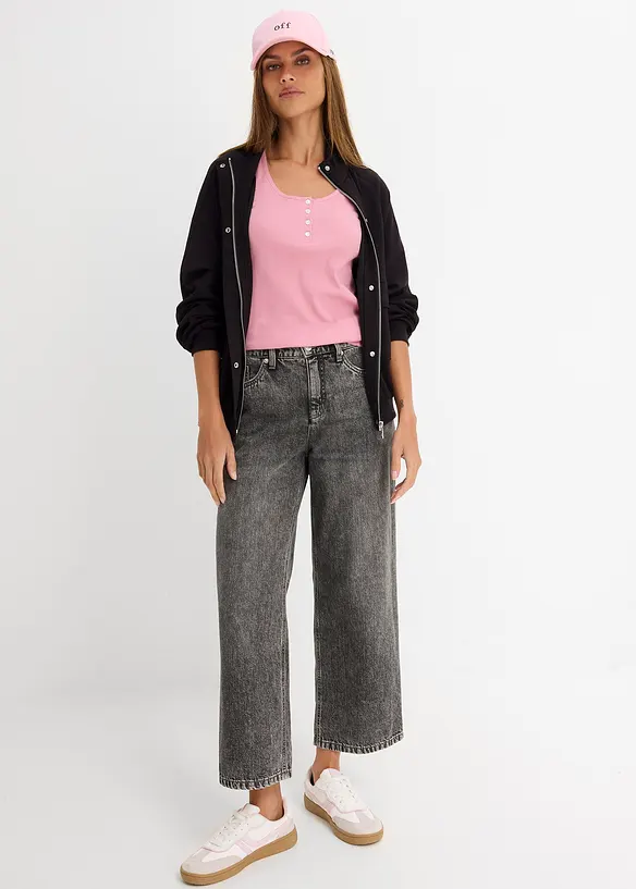 Jeans cropped loose fit straight, vita media, bonprix