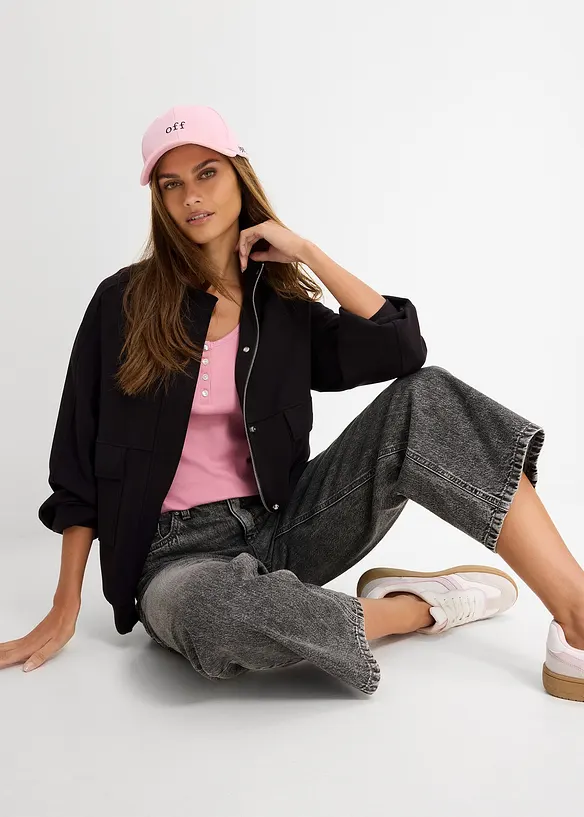 Jeans cropped loose fit straight, vita media, bonprix