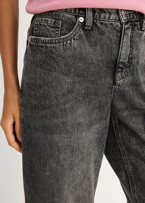 Jeans cropped loose fit straight, vita media, bonprix
