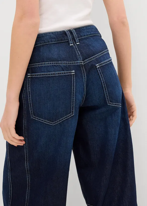 Jeans cropped a palloncino, vita media, bonprix