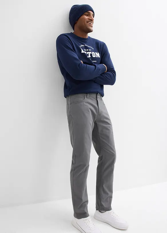 Pantaloni regular fit in twill di puro cotone, straight, bonprix