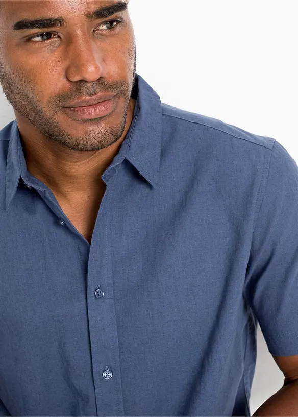Camicia a maniche corte in fresco misto lino, bonprix