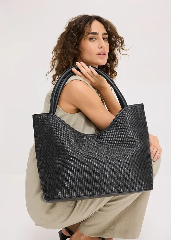 Borsa shopper in similpaglia, bonprix