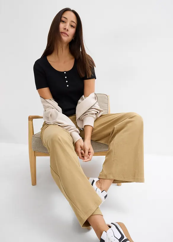 Maglia serafino in puro cotone biologico, bonprix