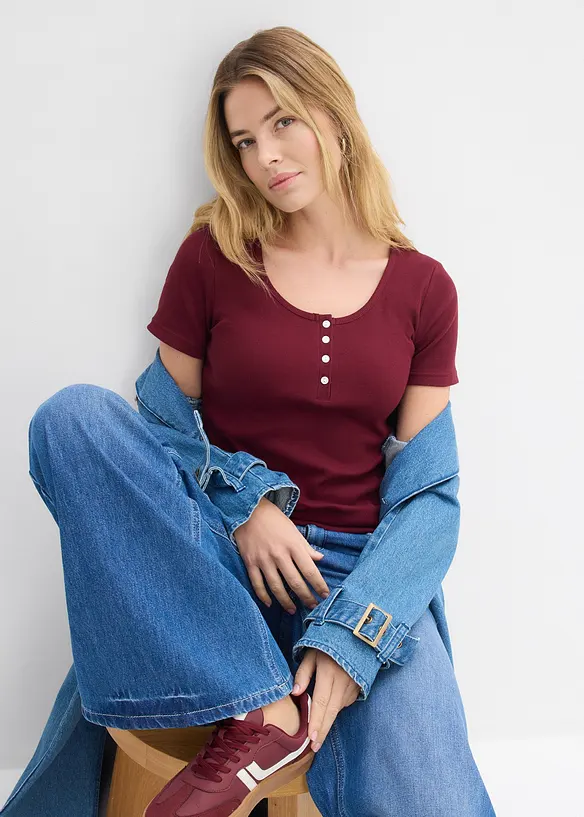 Maglia serafino in puro cotone biologico, bonprix