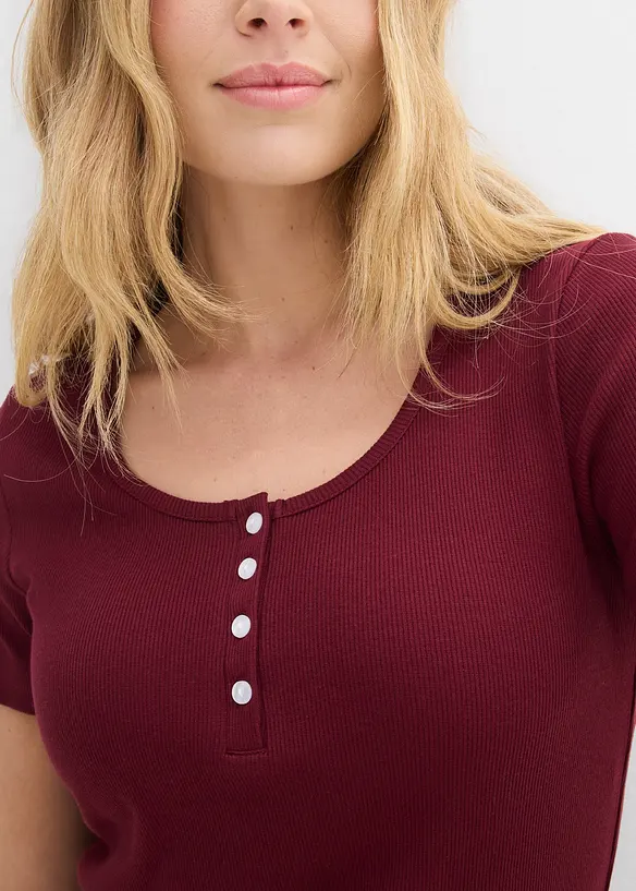 Maglia serafino in puro cotone biologico, bonprix