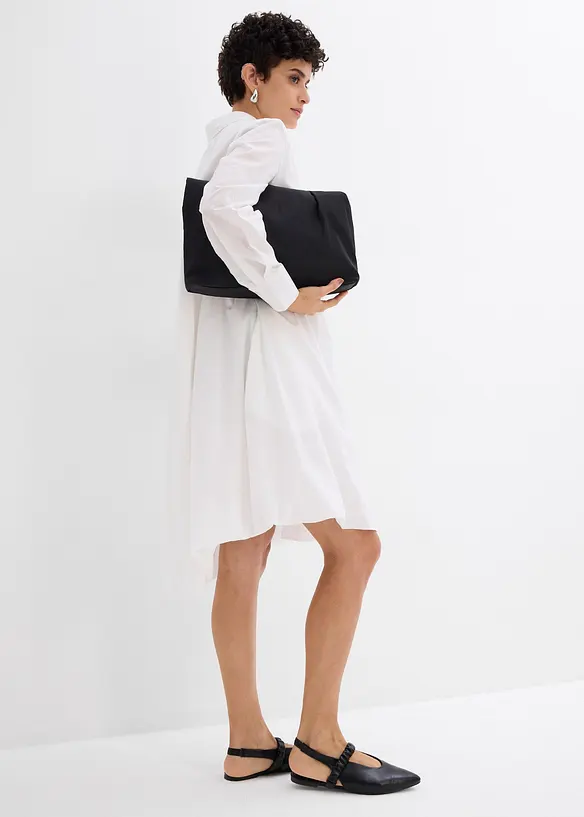 Abito chemisier in puro cotone con fondo a palloncino, bonprix