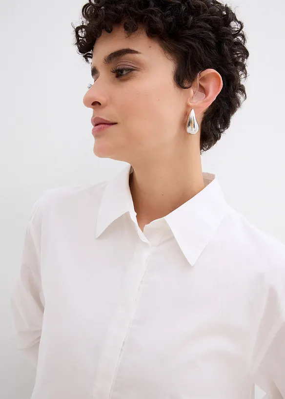 Abito chemisier in puro cotone con fondo a palloncino, bonprix