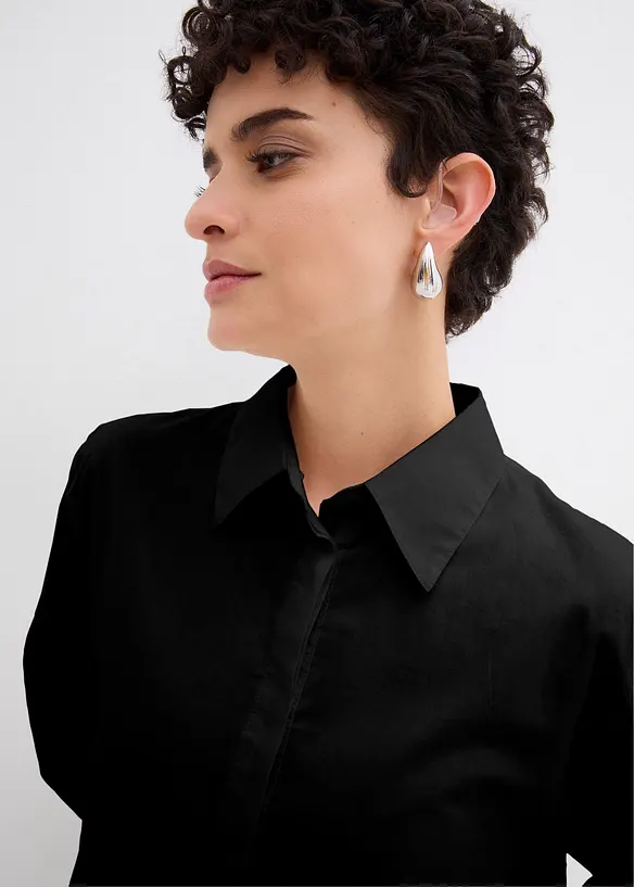 Abito chemisier in puro cotone con fondo a palloncino, bonprix