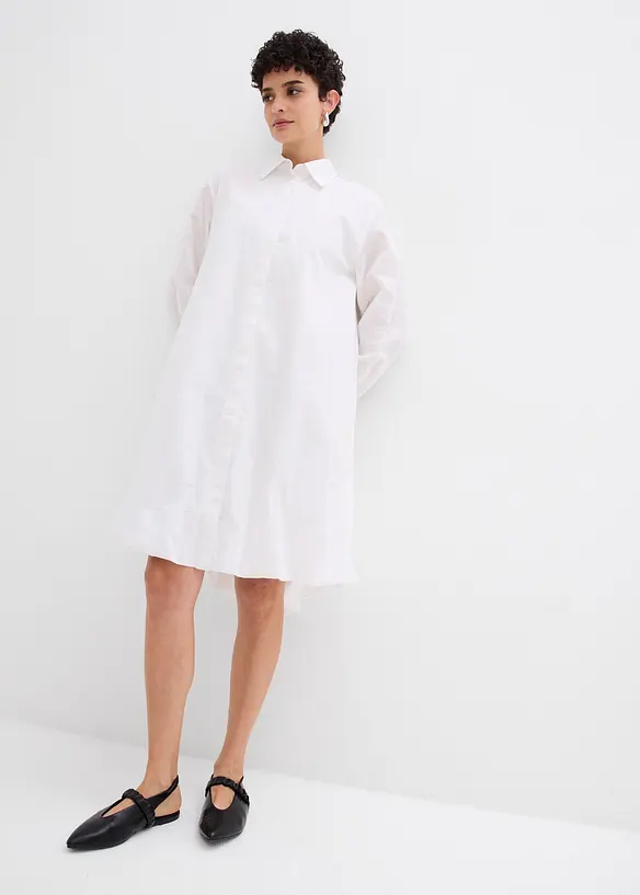 Abito chemisier in puro cotone con fondo a palloncino, bonprix