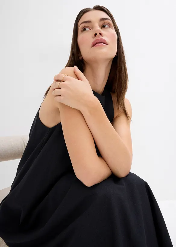 Abito midi svasato in misto viscosa, bonprix