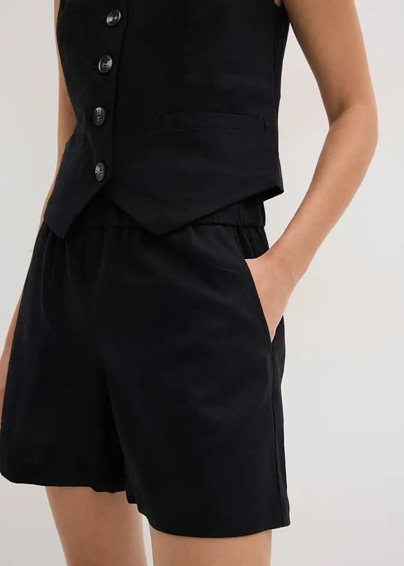 Gilet e shorts in misto lino, bonprix