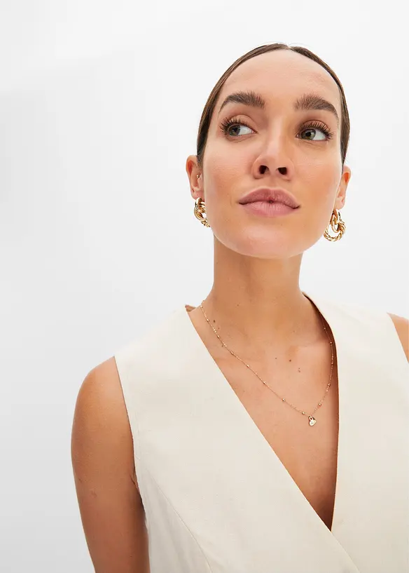 Gilet e shorts in misto lino, bonprix