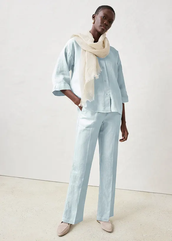 Pantaloni con elastico in vita in puro lino, bonprix