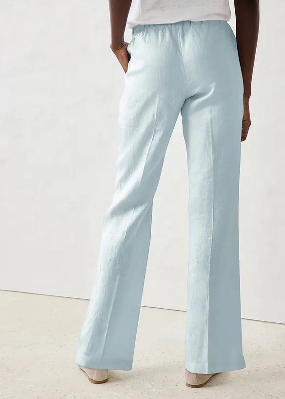 Pantaloni con elastico in vita in puro lino, bonprix
