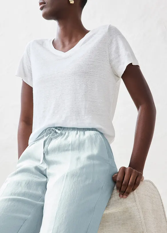 Pantaloni con elastico in vita in puro lino, bonprix