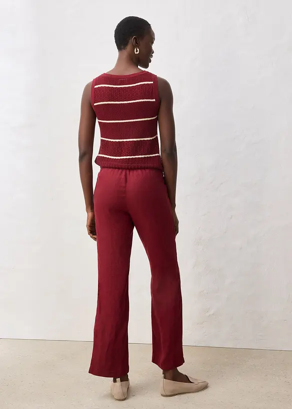 Pantaloni con elastico in vita in puro lino, bonprix