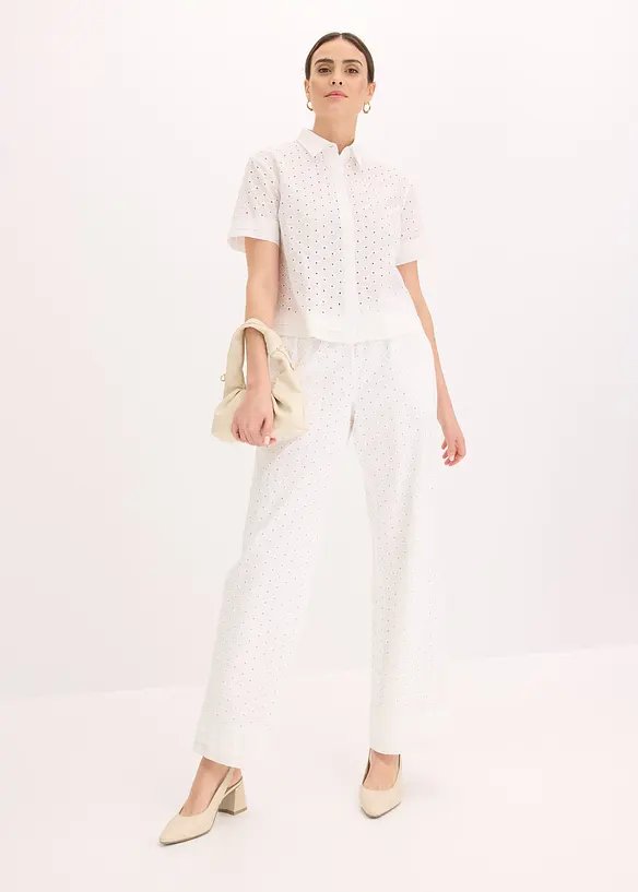 Camicetta con ricami traforati, bonprix