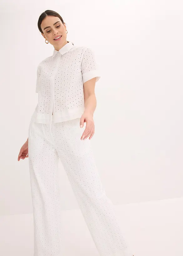 Camicetta con ricami traforati, bonprix