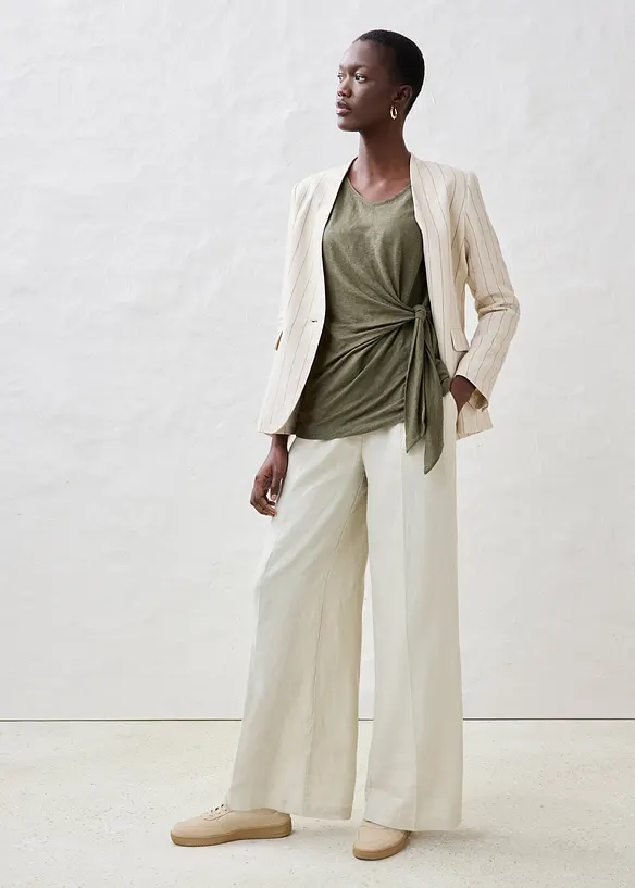 Maglia a portafoglio in puro lino, bonprix