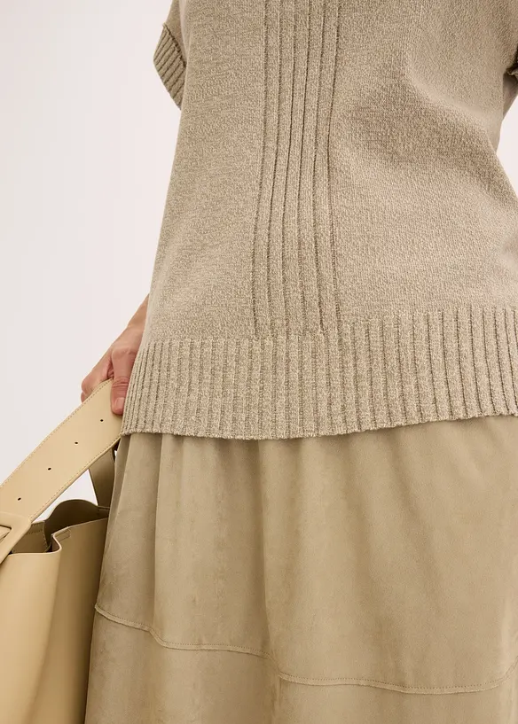 Maglione polo a maniche corte in misto cotone, bonprix