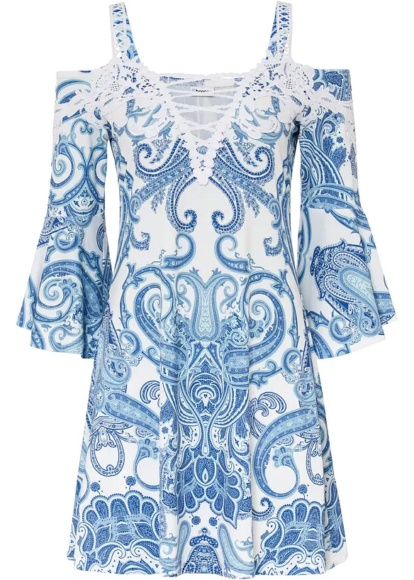 Abito svasato con spalle scoperte, bonprix