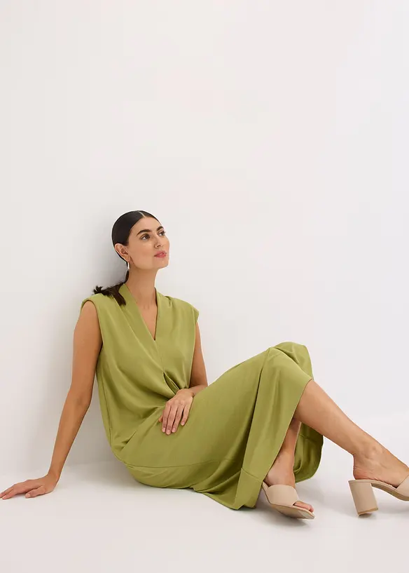 Abito di jersey in piquet di viscosa con spalline imbottite, bonprix