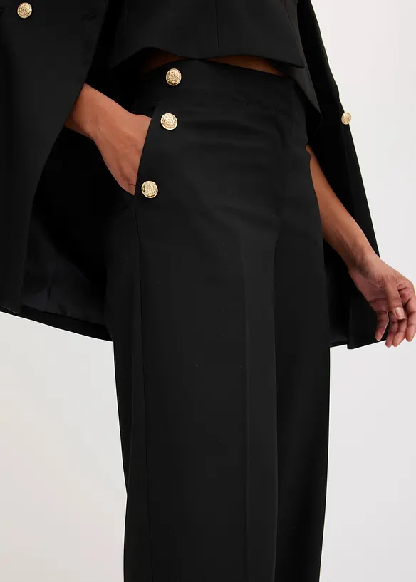 Pantaloni larghi con bottoni decorativi, bonprix