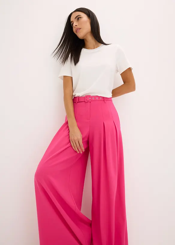 Pantaloni con pinces e cintura (set 2 pezzi), bonprix