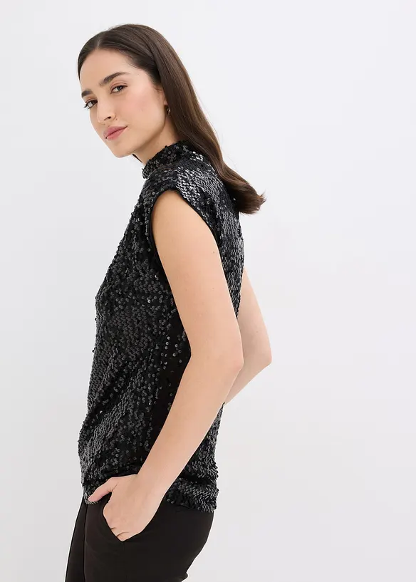 Top con paillettes, bonprix