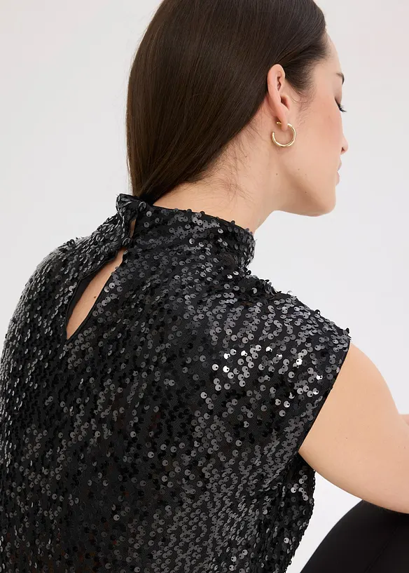 Top con paillettes, bonprix