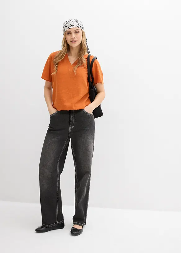 Blusa oversize con fondo elastico, bonprix