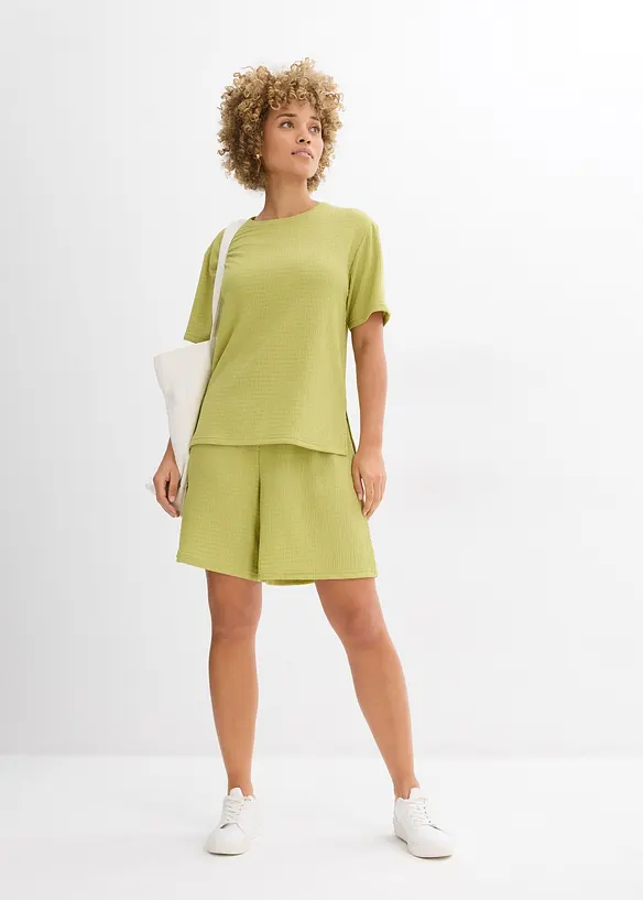 Shorts con elastico in vita in cr&ecirc;pe stropicciato, bonprix