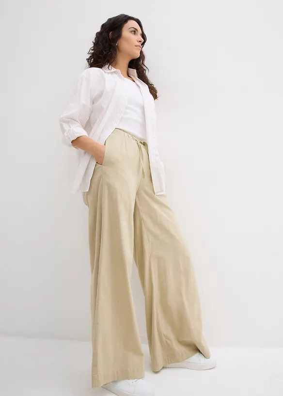 Pantaloni a palazzo in puro cotone, bonprix