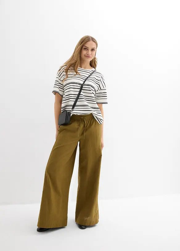 Pantaloni a palazzo in puro cotone, bonprix