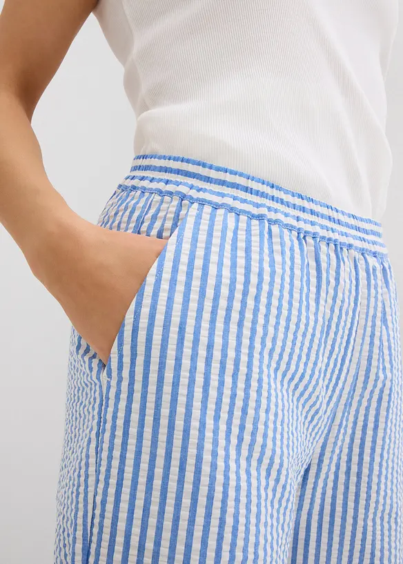 Pantaloni a palazzo cropped in seersucker, bonprix
