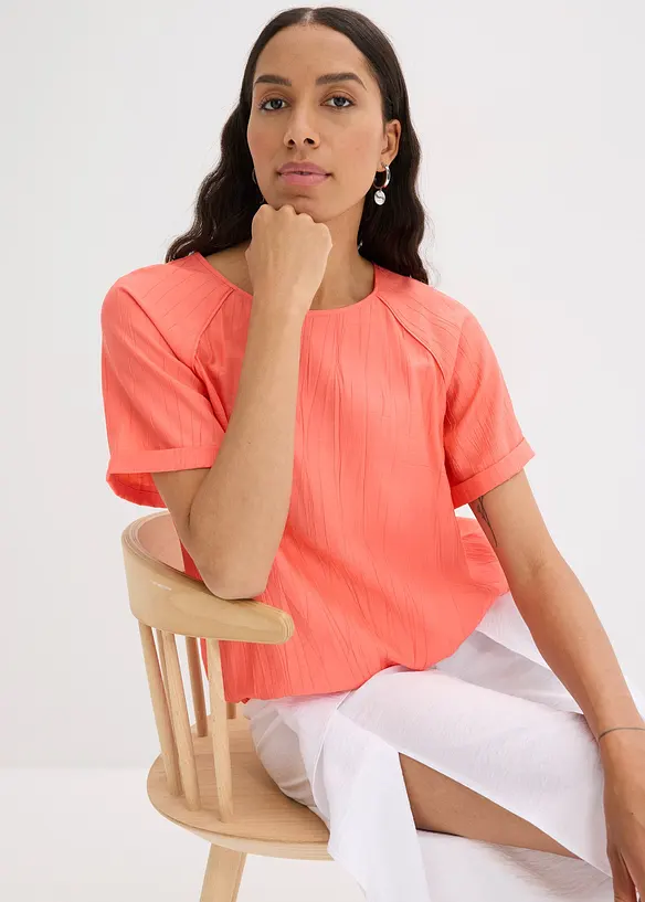 Blusa a maniche corte in misto viscosa morbido, bonprix